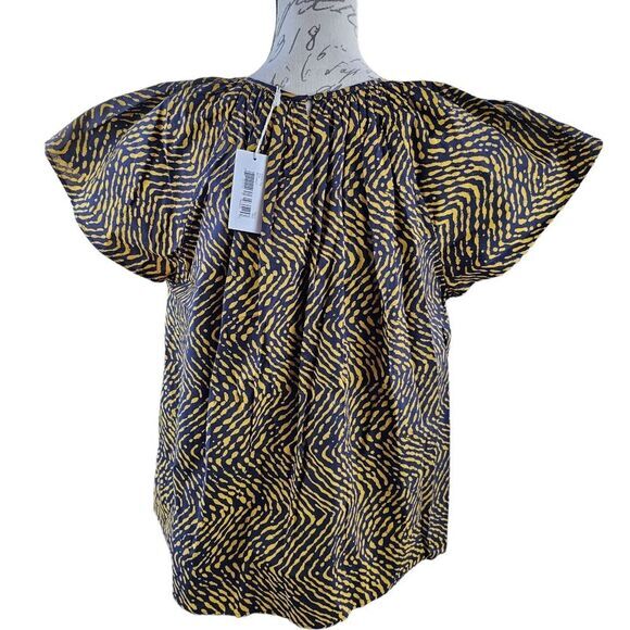 Ulla Johnson Macie Top in Noir Flutter Sleeve Cotton Poplin Blouse NWT Size 6 - Picture 5 of 9